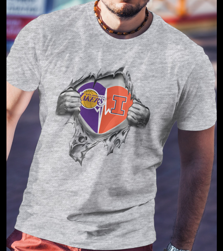 Los Angeles Lakers Illinois Fighting Illini Heartbeat Passion T-Shirt
