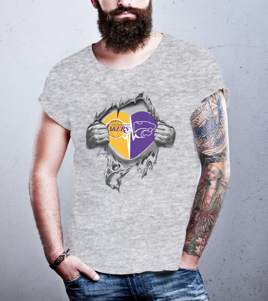 Los Angeles Lakers Kansas State Wildcats Heart T-Shirt