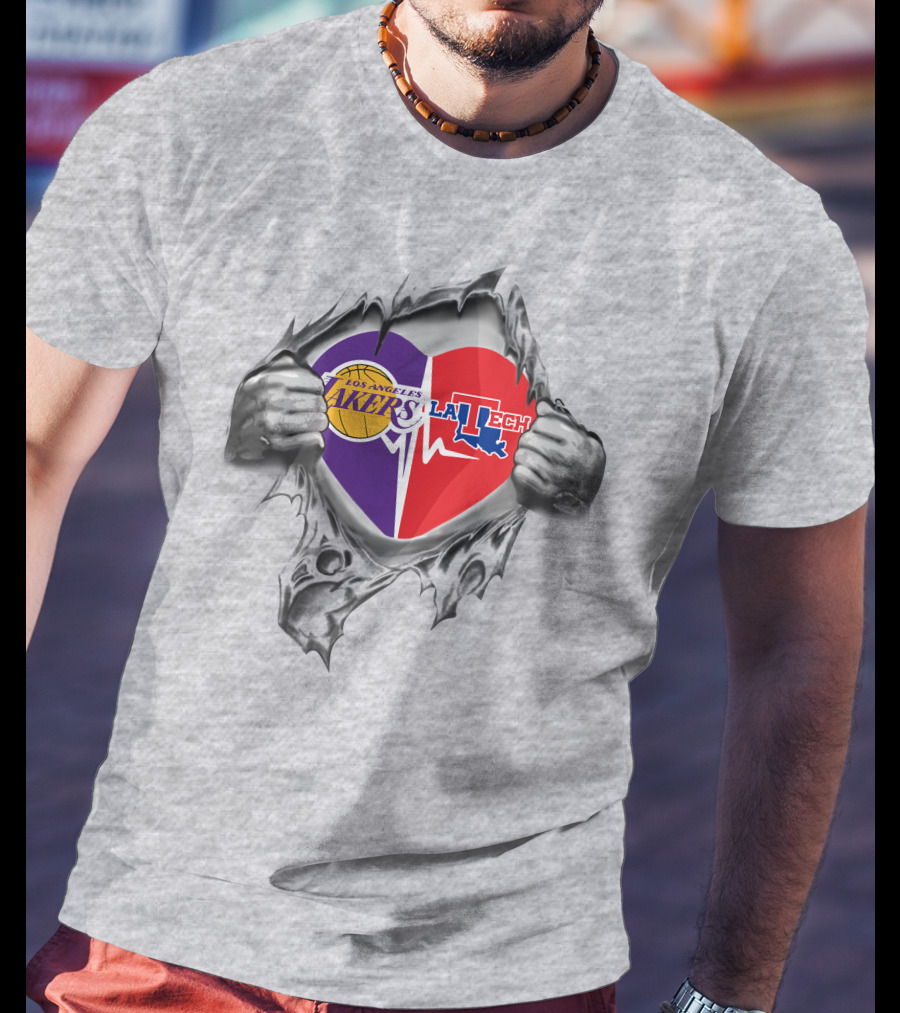 Los Angeles Lakers Louisiana Tech Bulldogs Heart Combo T-Shirt