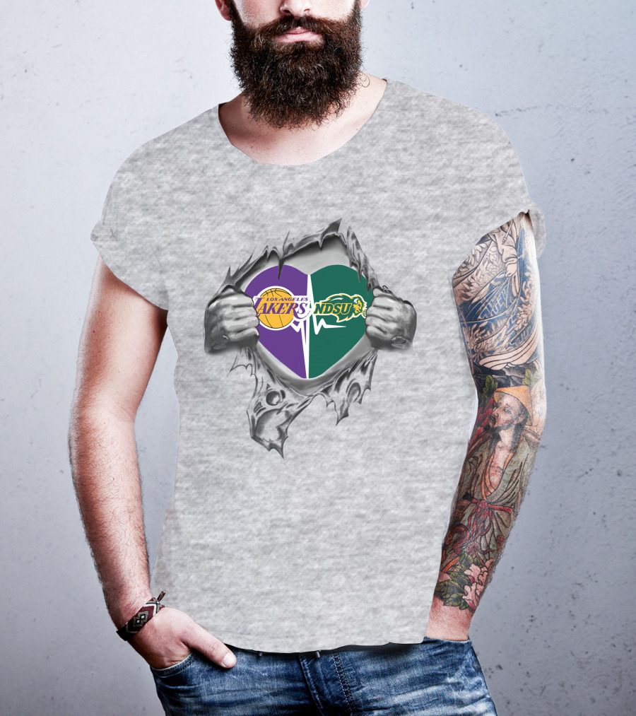 Lakers Ndsu Bison Heart Tearing T-Shirt