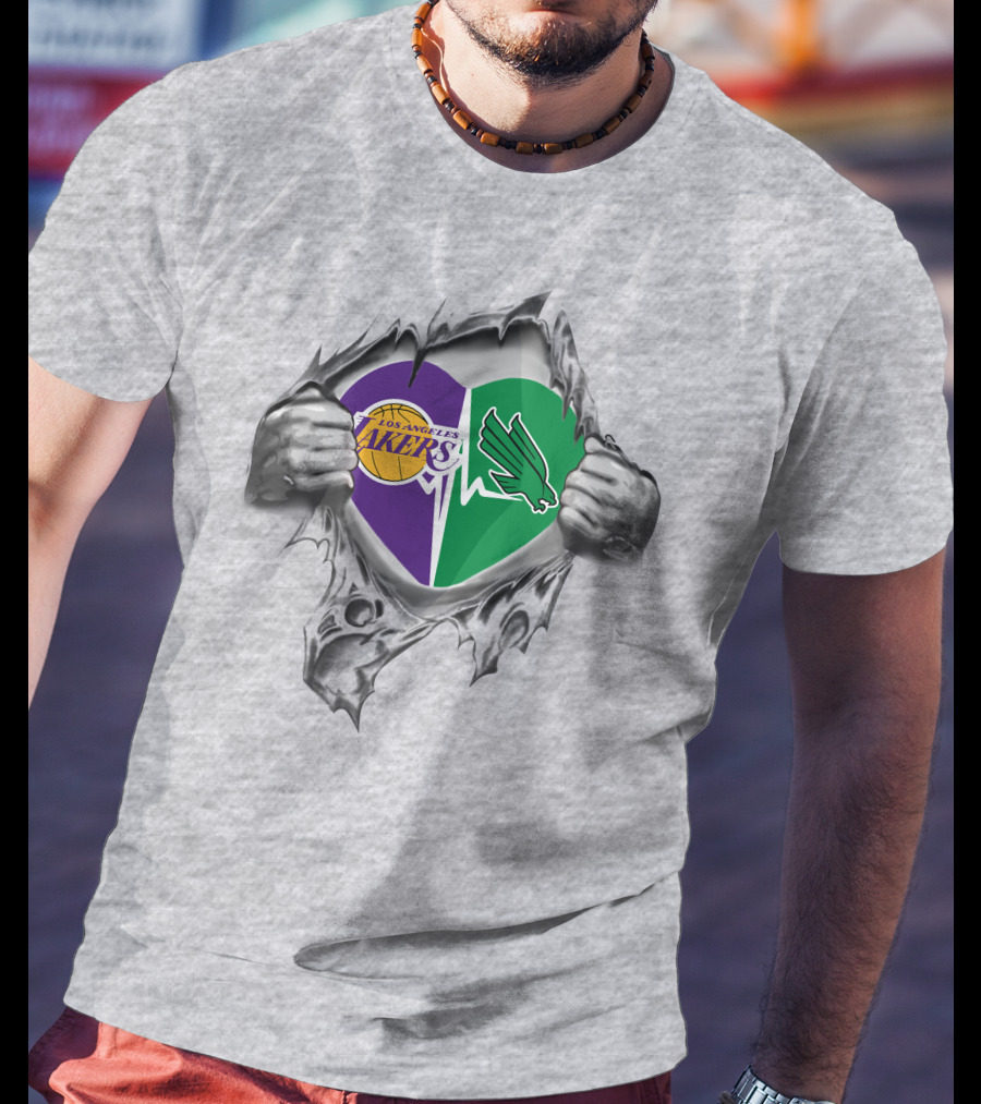 Lakers North Texas Mean Green Heart Tear T-Shirt
