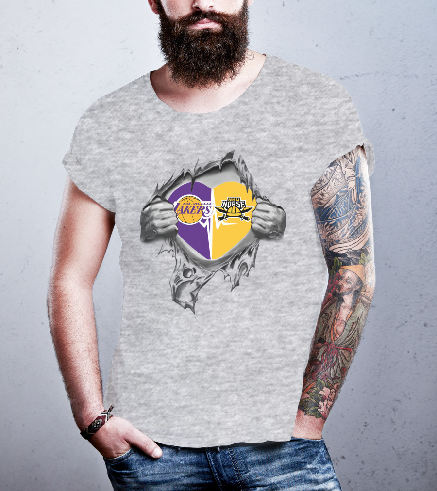Los Angeles Lakers Northern Kentucky Norse Split Heart T-Shirt