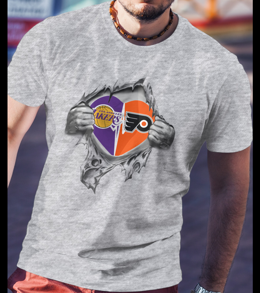 Los Angeles Lakers Philadelphia Flyers Heart T-Shirt