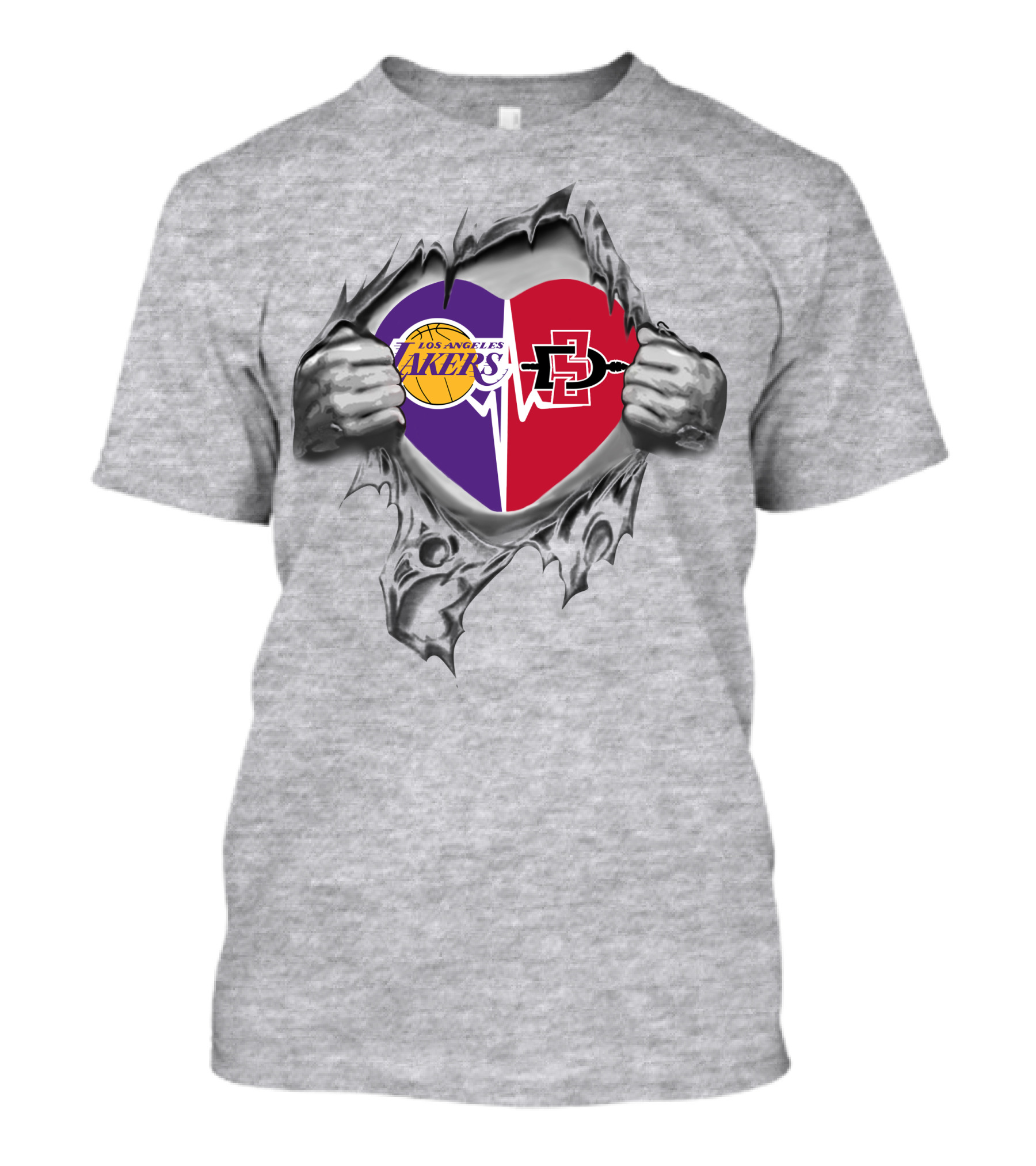 Los Angeles Lakers San Diego State Aztecs Heartbeat Love T-Shirt