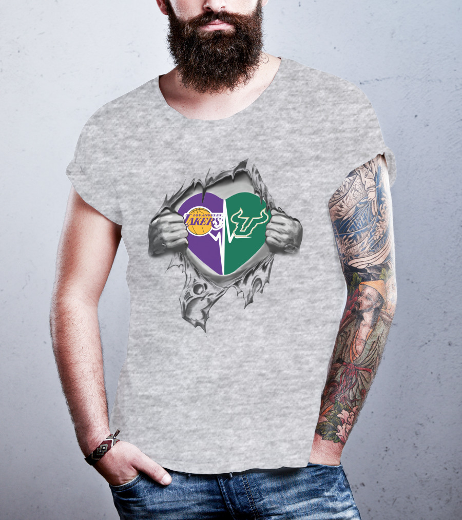 Los Angeles Lakers South Florida Bulls Heart T-Shirt