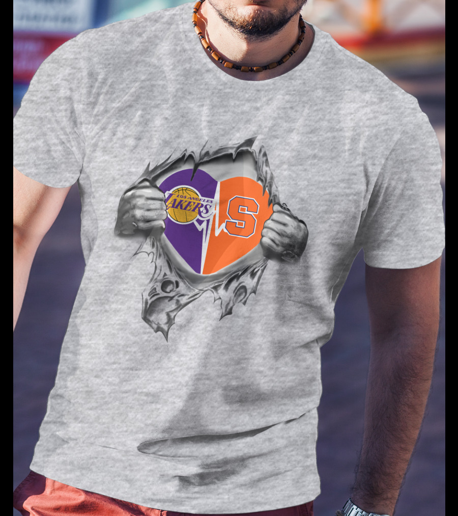 Los Angeles Lakers Syracuse Orange Heartbeat Fusion T-Shirt