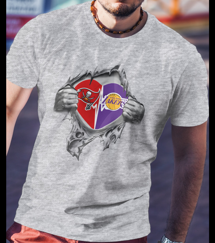 Lakers Tampa Bay Buccaneers Heartbeat Passion Fan Love T-Shirt