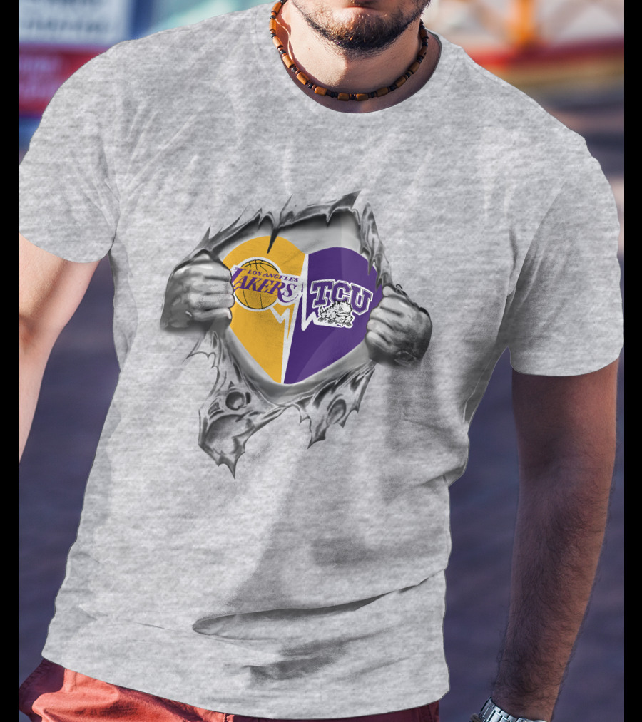 Los Angeles Lakers Tcu Horned Frogs Heart T-Shirt