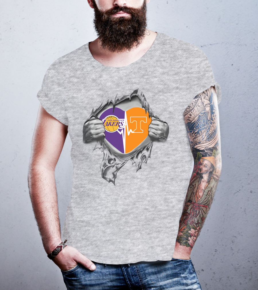 Los Angeles Lakers Tennessee Volunteers Heartbeat Loyalty T-Shirt