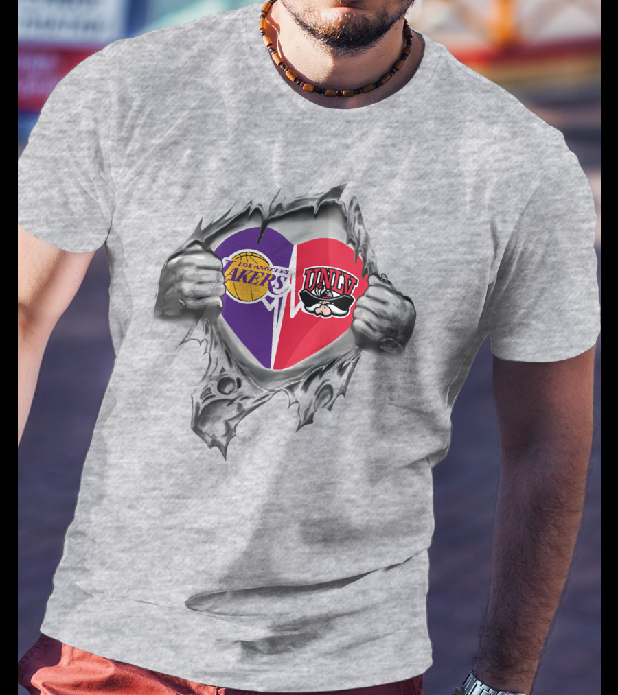 Los Angeles Lakers Unlv Rebels Heart Ripped Open T-Shirt