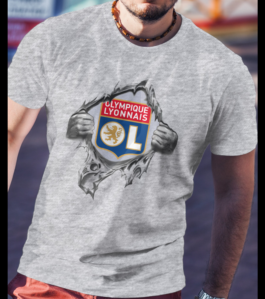 Olympique Lyonnais Lyon Super Fan 281 Red Blue Lion T-Shirt