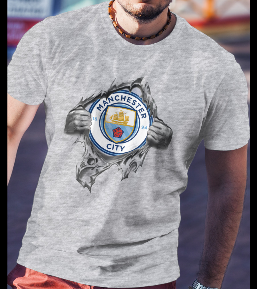 Manchester City Super Fan Crest Tear Revealed T-Shirt