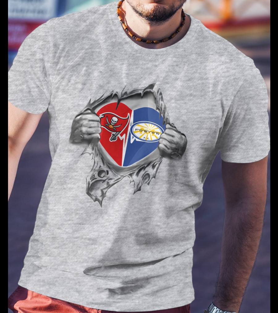 Buccaneers Pirate And Miami Fusion Sun Heartburst T-Shirt