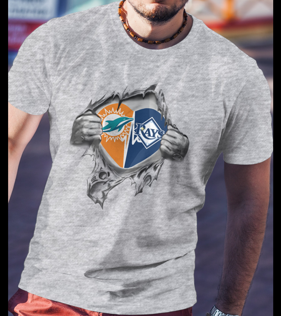 Miami Dolphins Tampa Bay Rays Heart It's In My Heart T-Shirt