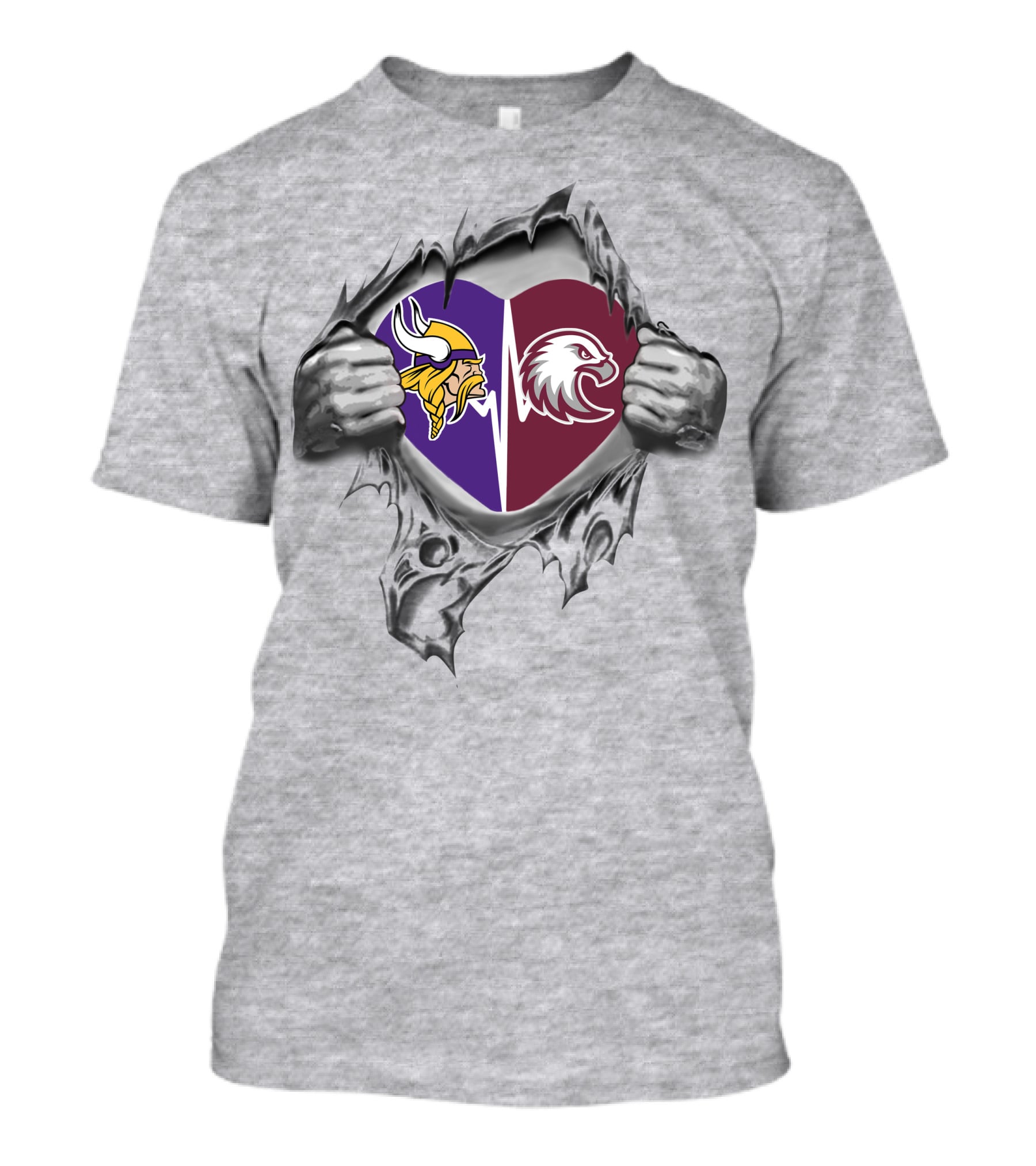 Vikings Augsburg Auggies Heart Logos Peeling Open T-Shirt