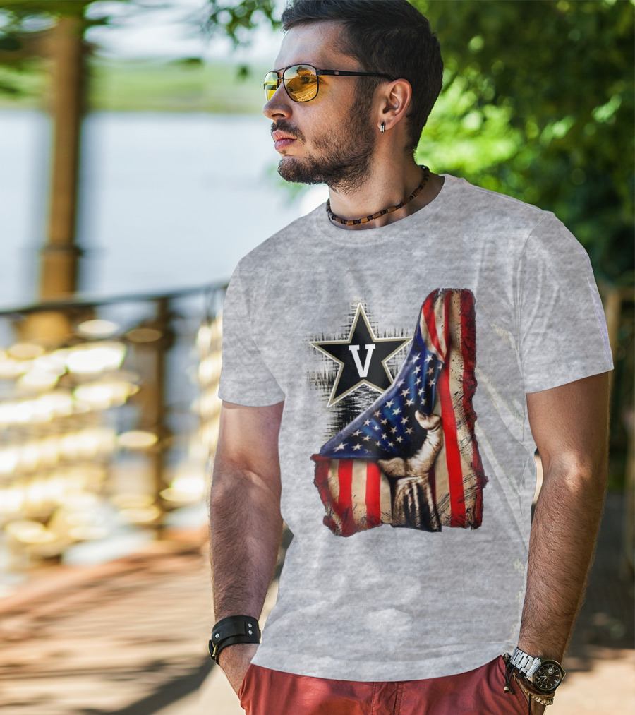 Vanderbilt Commodores American Flag Hand And Star T-Shirt