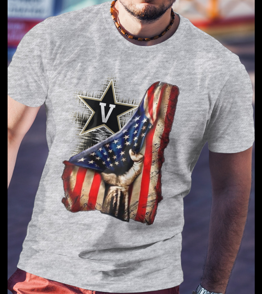 Vanderbilt Commodores American Flag Hand And Star T-Shirt