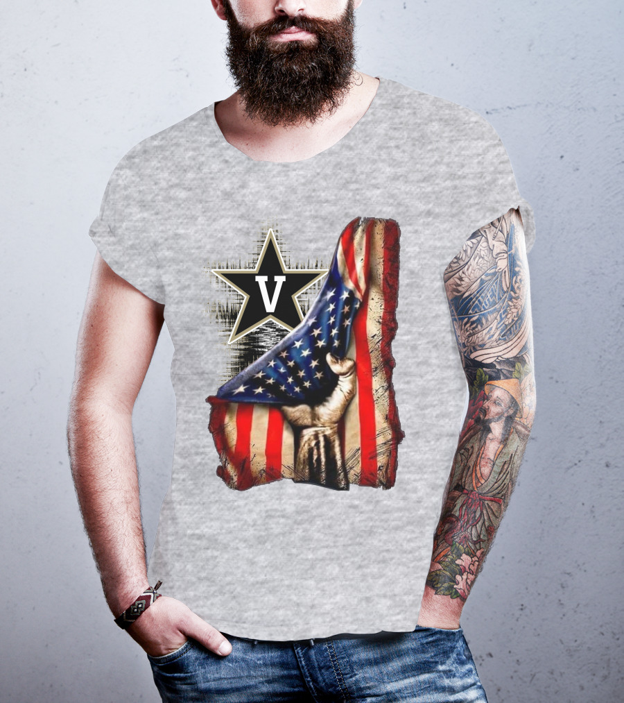 Vanderbilt Commodores American Flag Hand And Star T-Shirt
