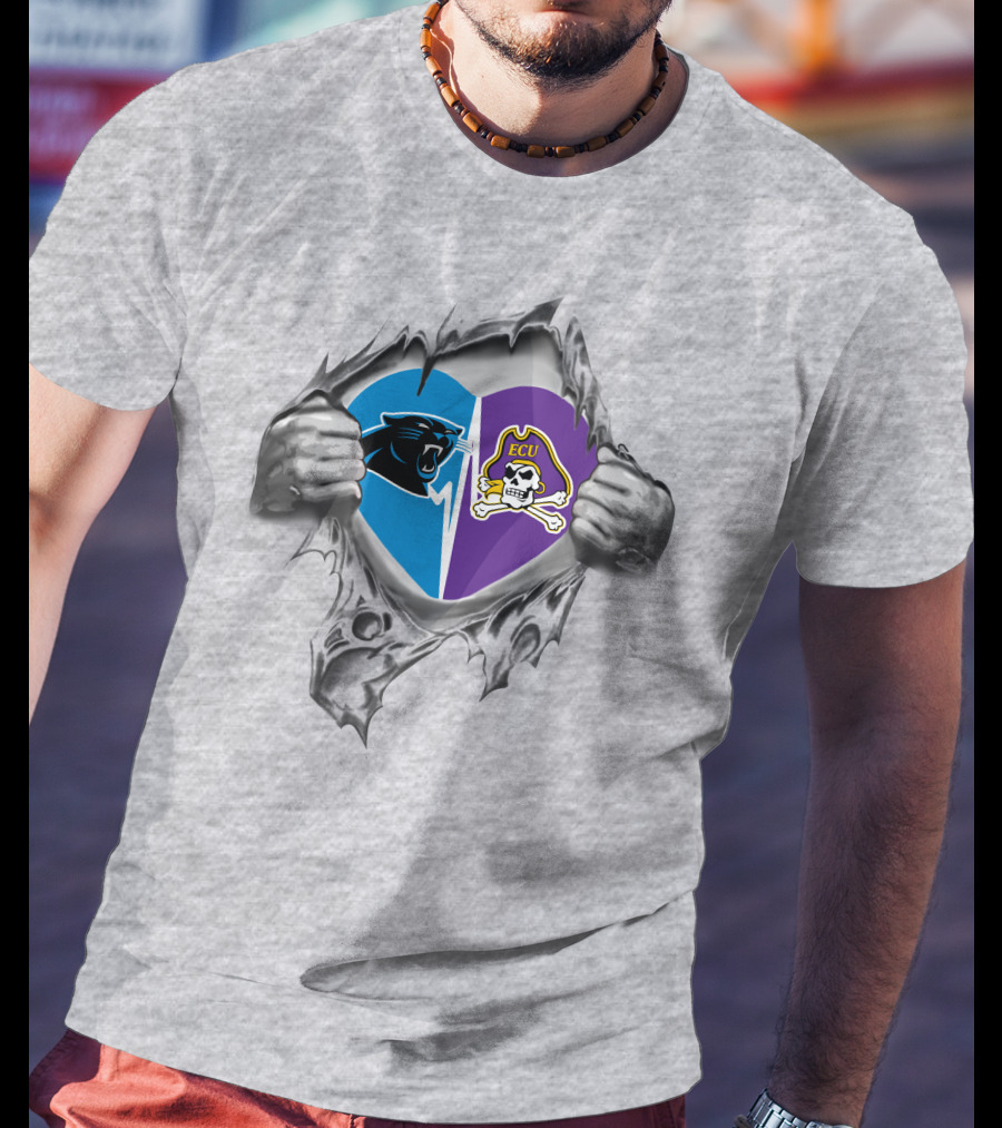 Panthers Ecu Pirates Heart Sports Fan Pride T-Shirt