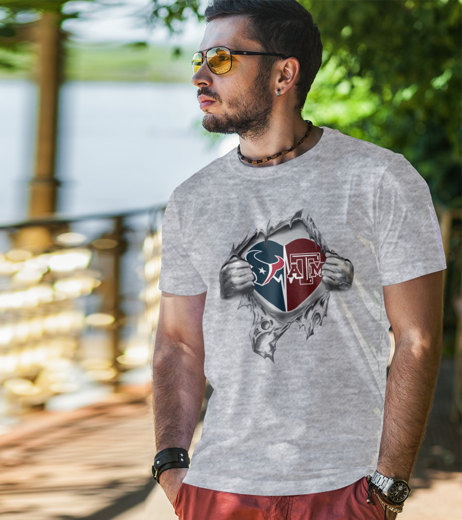 Texans Texas A&M Aggies It's In My Heart Houston Texans Logo Texas A&M T-Shirt
