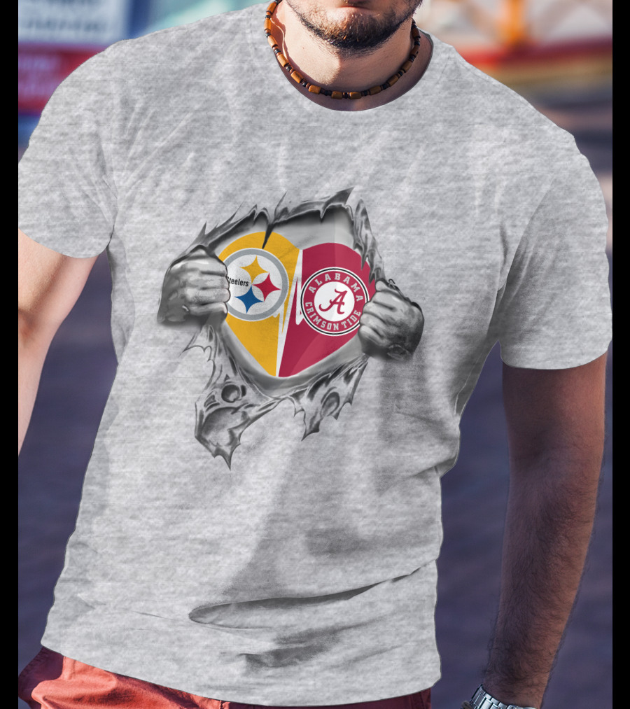 Steelers And Alabama Crimson Tide Heart Revealed T-Shirt