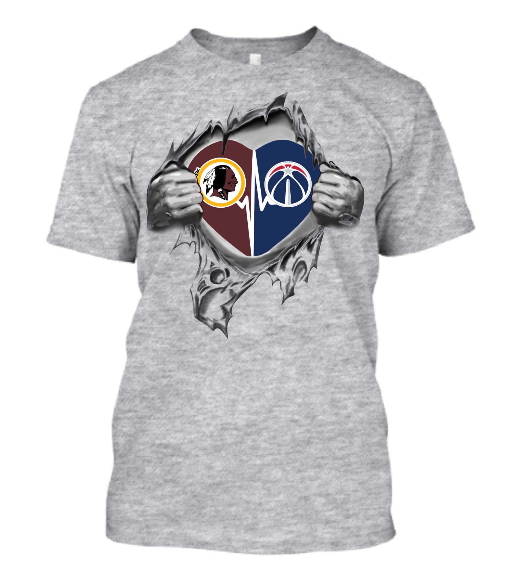 Redskins Wizards Heart Hands Basketball Football Passion T-Shirt