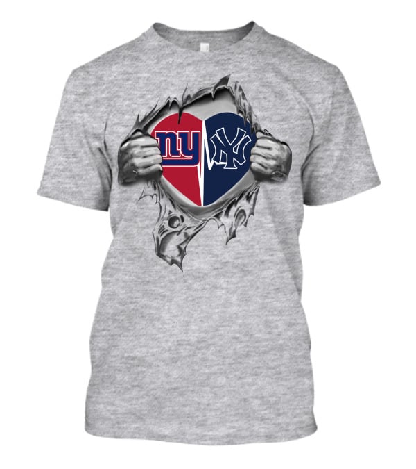 Giants Yankees Heart Logo Tribute T-Shirt