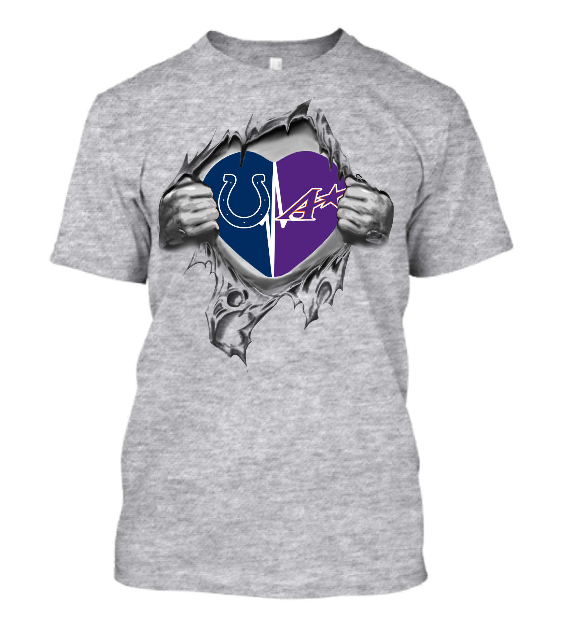 Colts Evansville Purple Aces Heart Logo Split T-Shirt