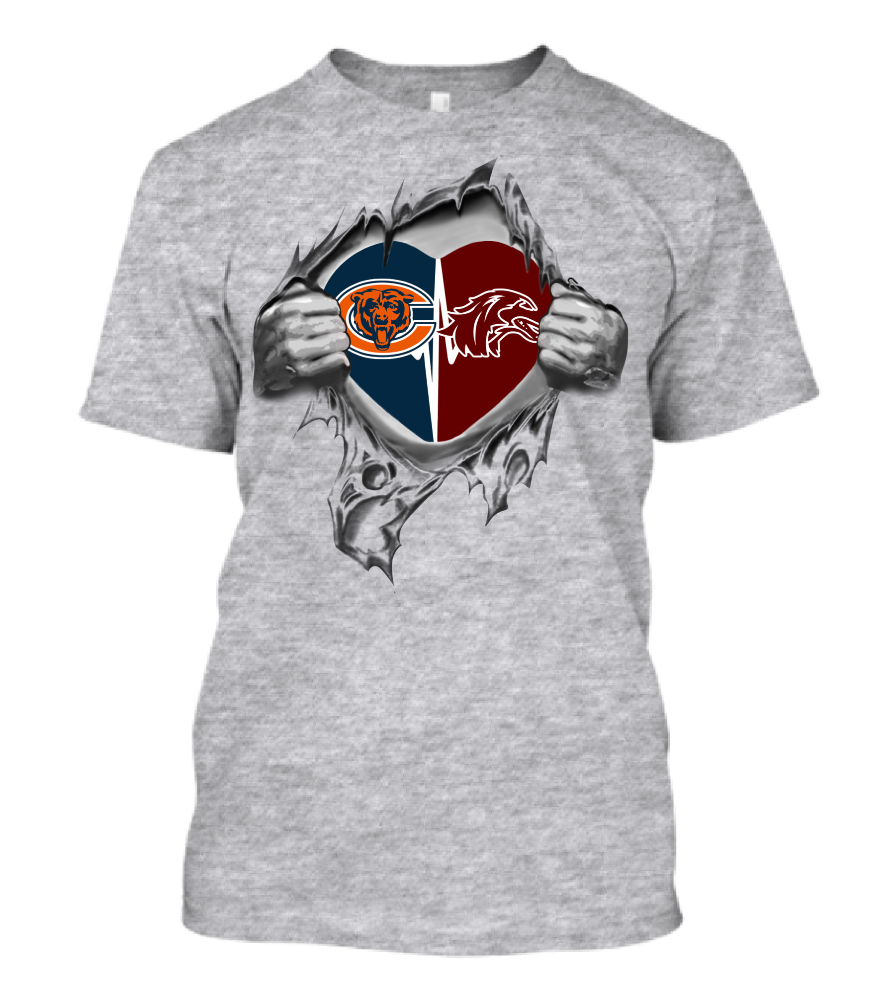 Chicago Bears And Southern Illinois Salukis Heart T-Shirt