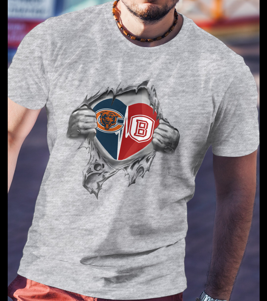 Chicago Bears And Bradley Braves Heart T-Shirt