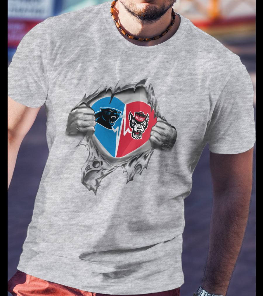 Panthers Nc State Wolfpack Heart T-Shirt