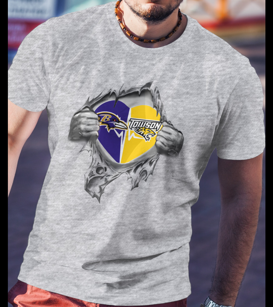 Ravens Towson Tigers Heart Design 187 T-Shirt
