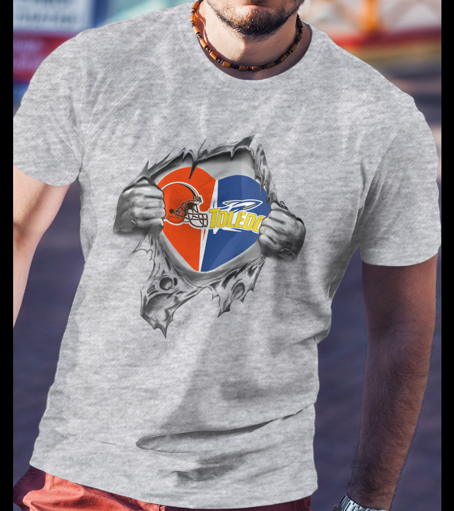 Cleveland Browns Toledo Rockets Heart Tear T-Shirt