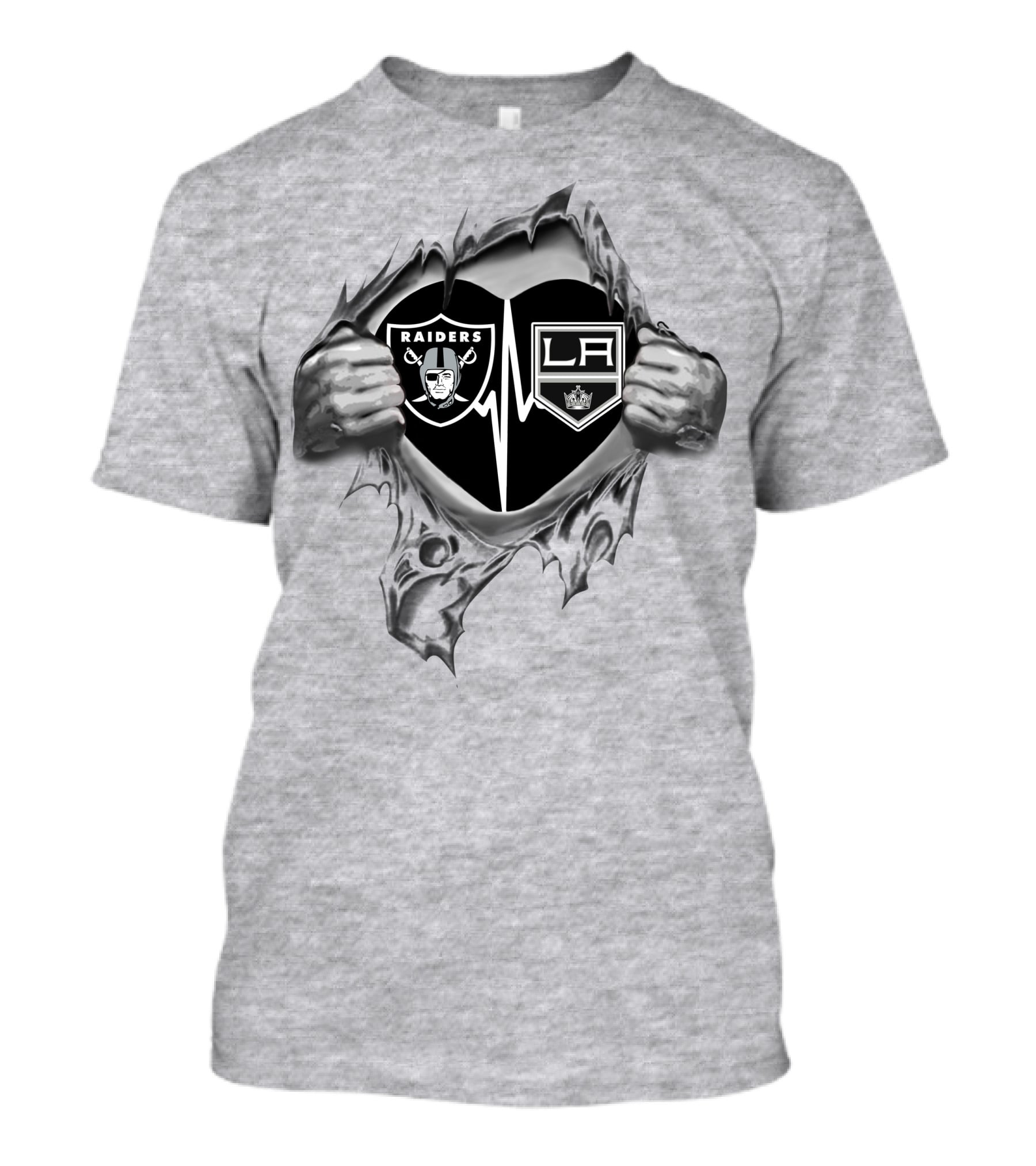 Raiders Los Angeles Kings Heartbeat T-Shirt