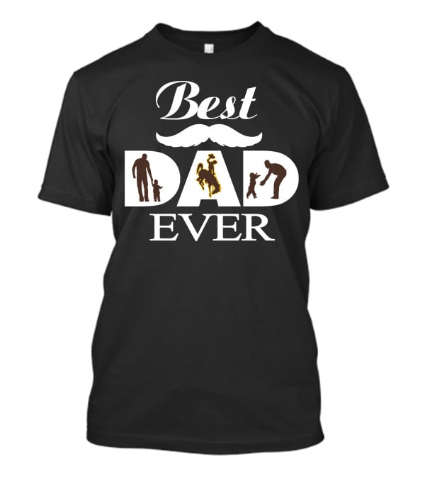 Best Dad Ever Wyoming Cowboys Silhouette T-Shirt