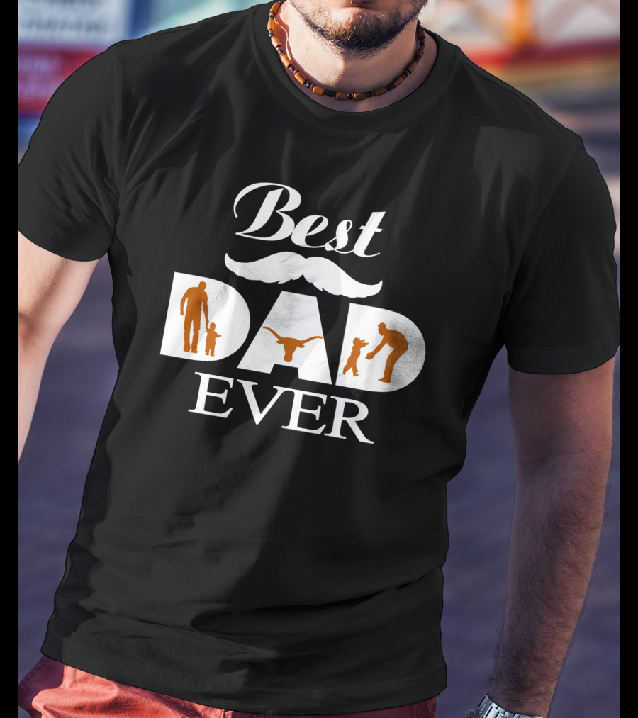 Texas Longhorns Best Dad Ever Family Silhouette Sports Fan T-Shirt