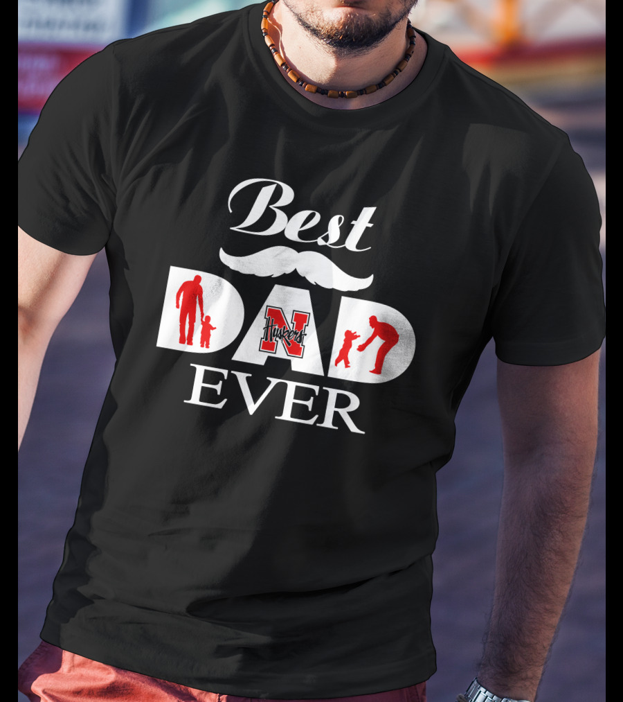 Best Dad Ever Huskers 58 Nebraska Cornhuskers T-Shirt