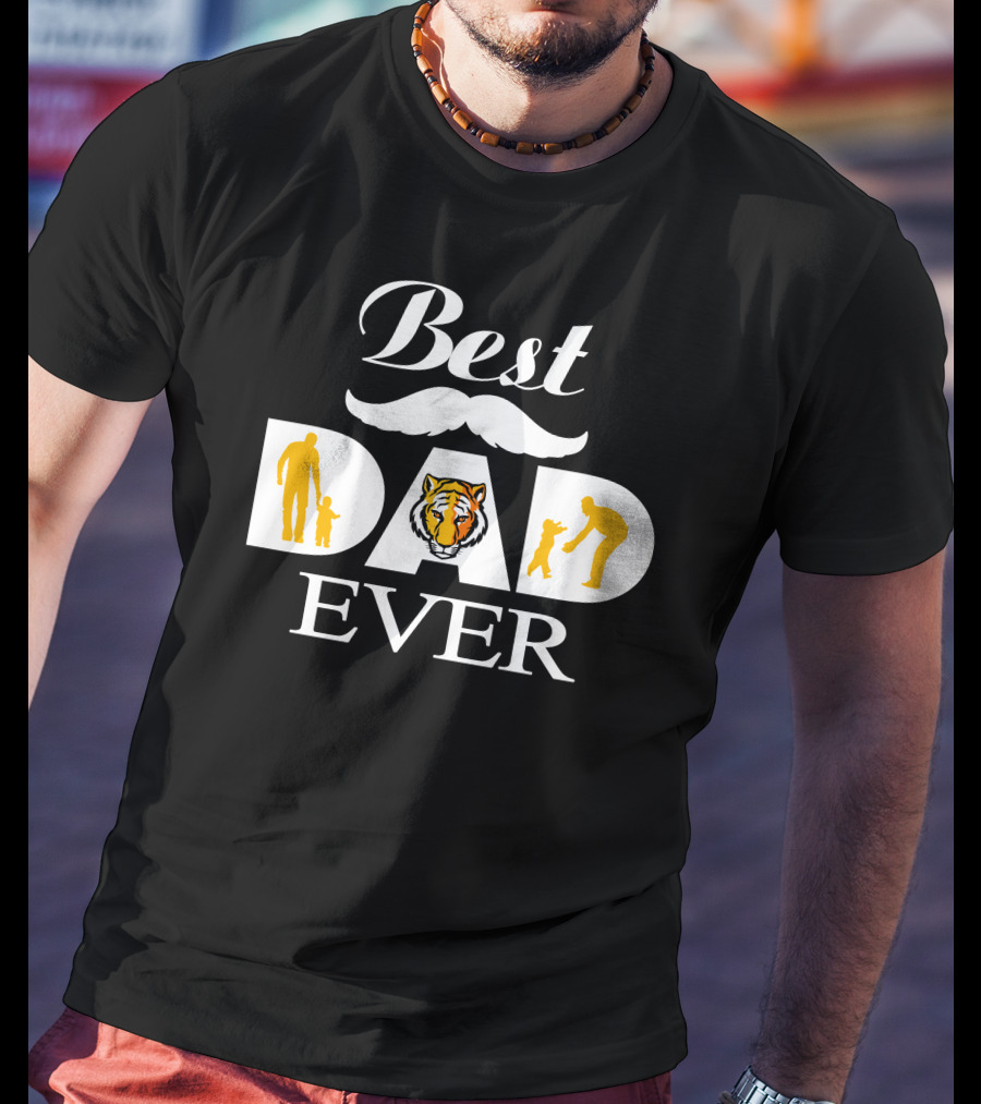 Best Dad Ever Tiger Silhouette Father And Child T-Shirt