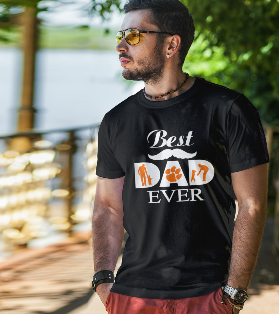 Best Dad Ever Clemson Tigers Paw Silhouette T-Shirt