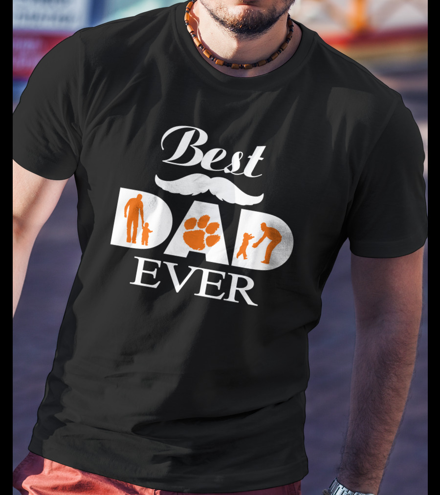 Best Dad Ever Clemson Tigers Paw Silhouette T-Shirt