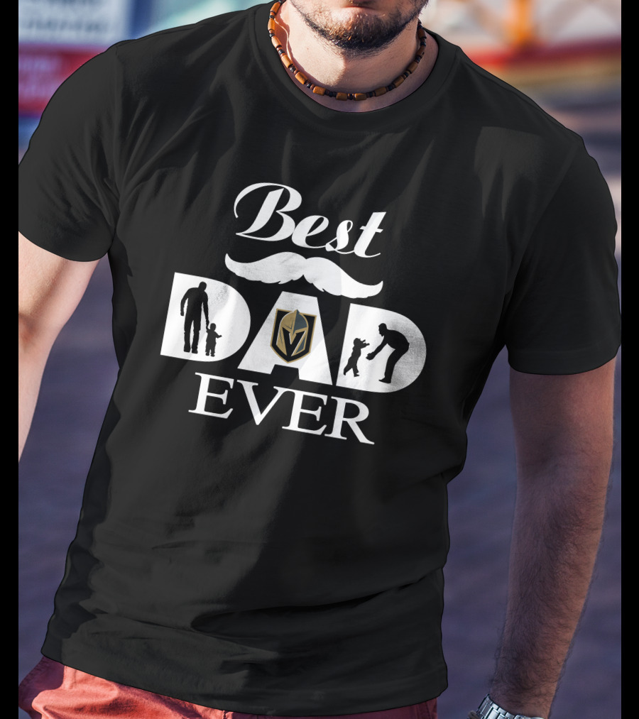 Vegas Golden Knights Best Dad Ever With Silhouetted Figures T-Shirt