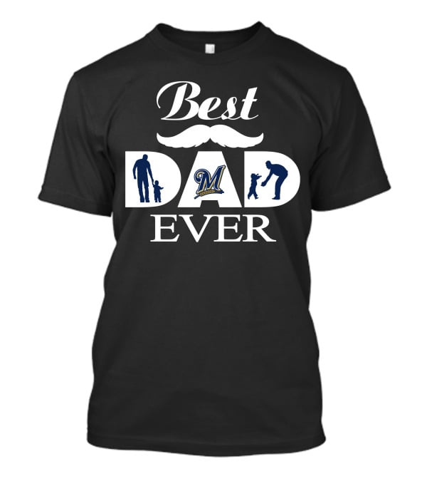 Milwaukee Brewers Best Dad Ever M Logo Silhouette Baseball T-Shirt