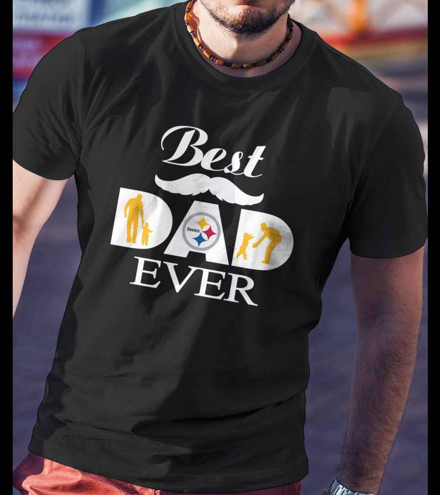Pittsburgh Steelers Best Dad Ever Football Themed Father And Child Icons T-Shirt