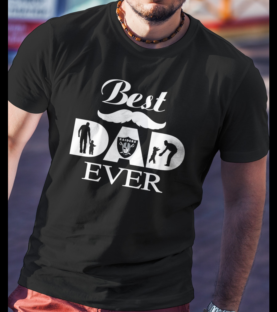 Best Dad Ever Las Vegas Raiders Father Child Silhouette T-Shirt