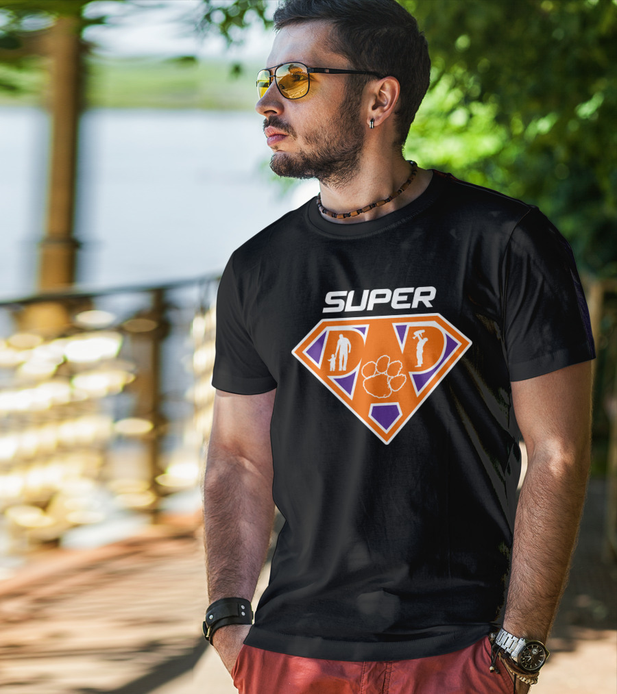 Clemson Tigers Super Dad Hero Emblem T-Shirt