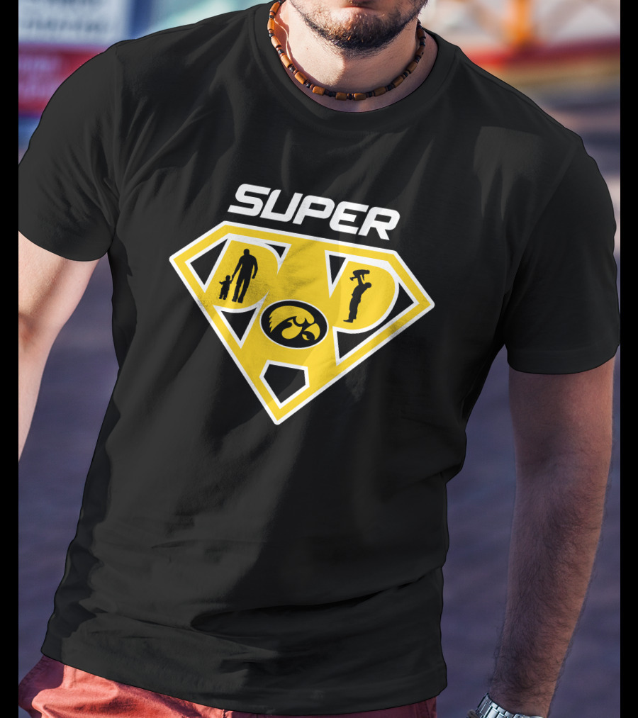Super Iowa Hawkeyes Dad Icon With Silhouettes T-Shirt