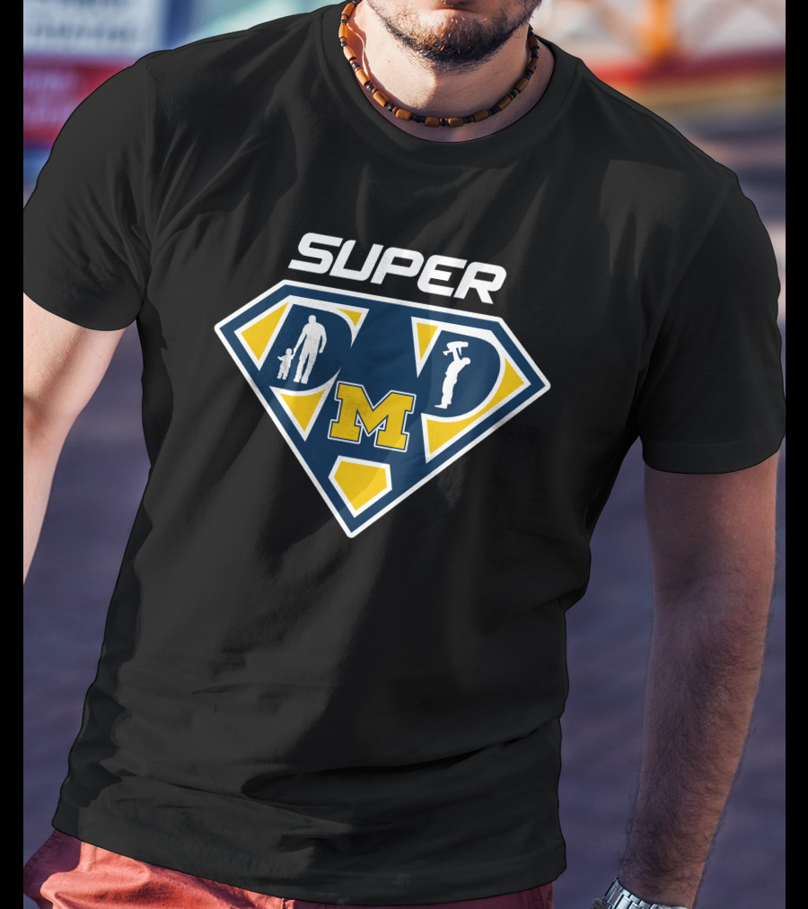 Super Michigan Wolverines M Dad T-Shirt