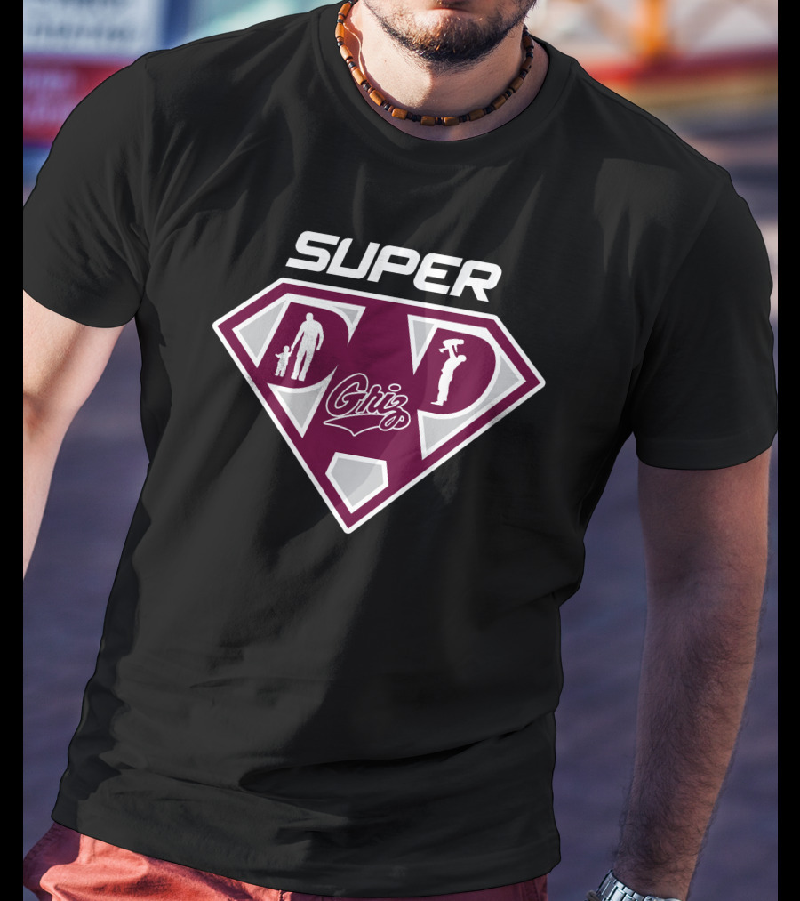 Montana Grizzlies Super Dad Shield Logo With Griz T-Shirt