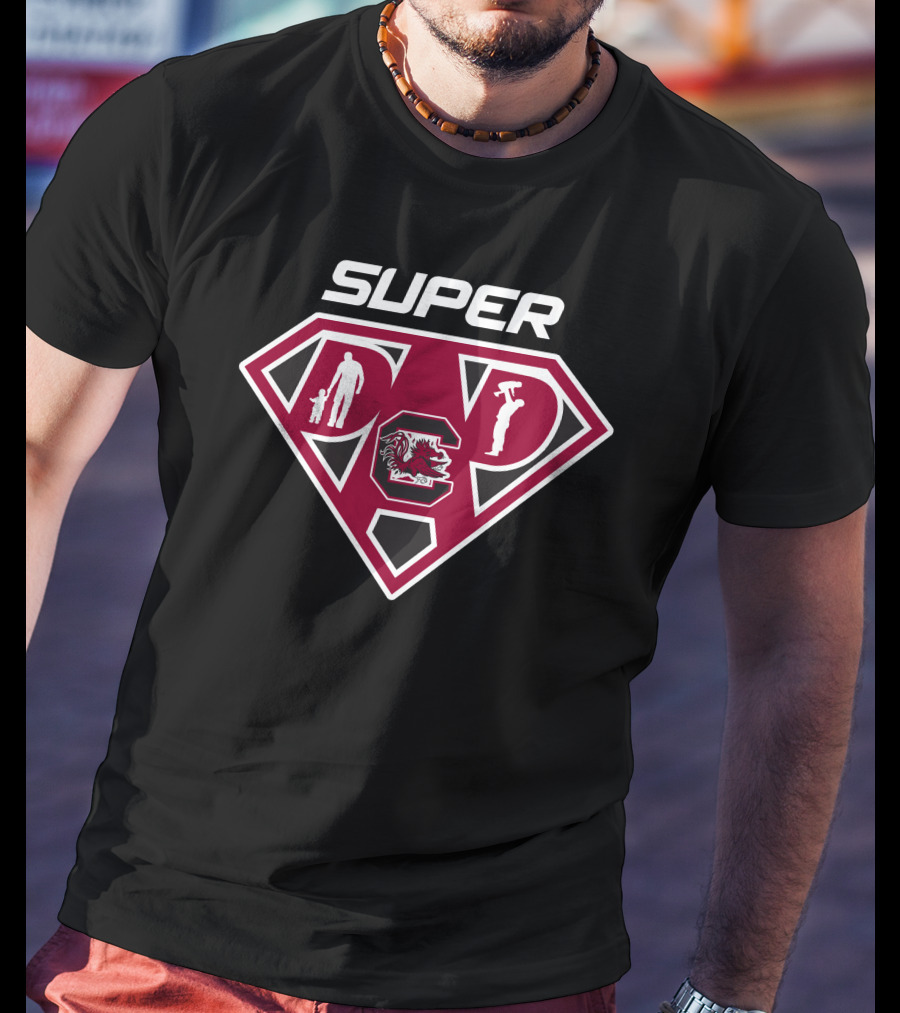 Super South Carolina Gamecocks Dad Hero Logo With Family And Tools T-Shirt