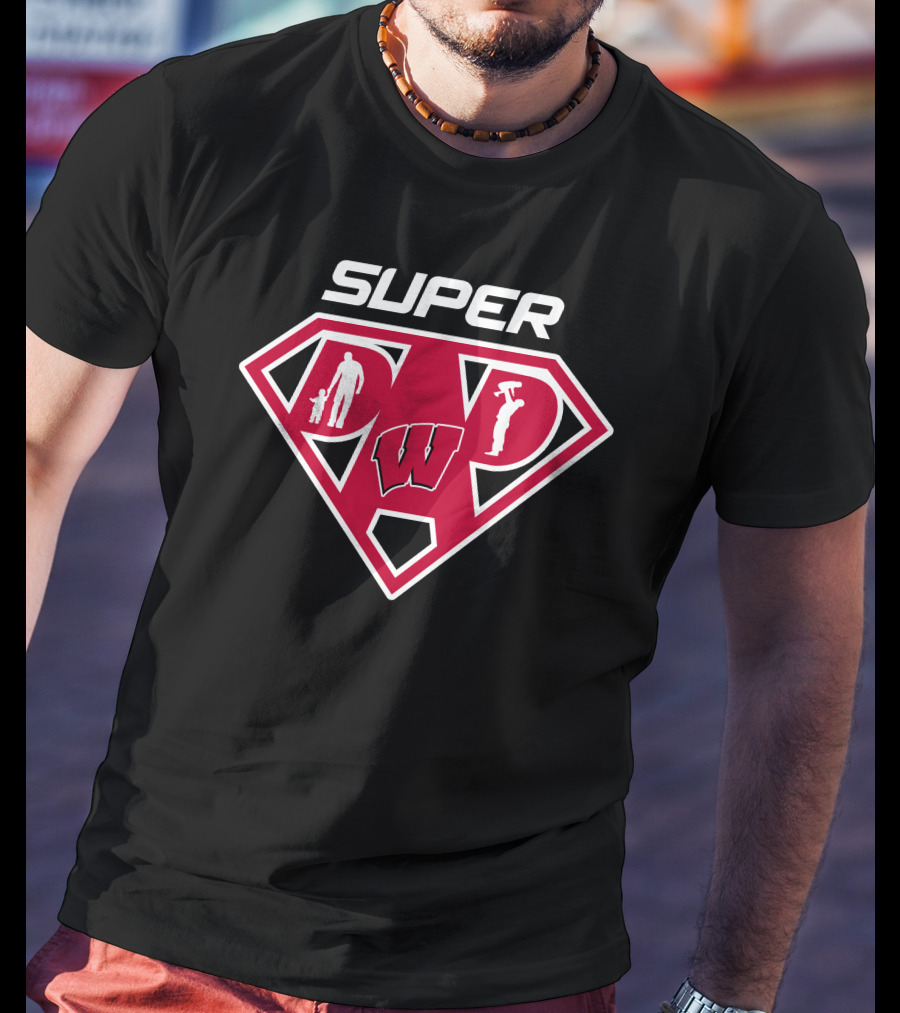 Super Wisconsin Badgers Dad Logo Plaque T-Shirt